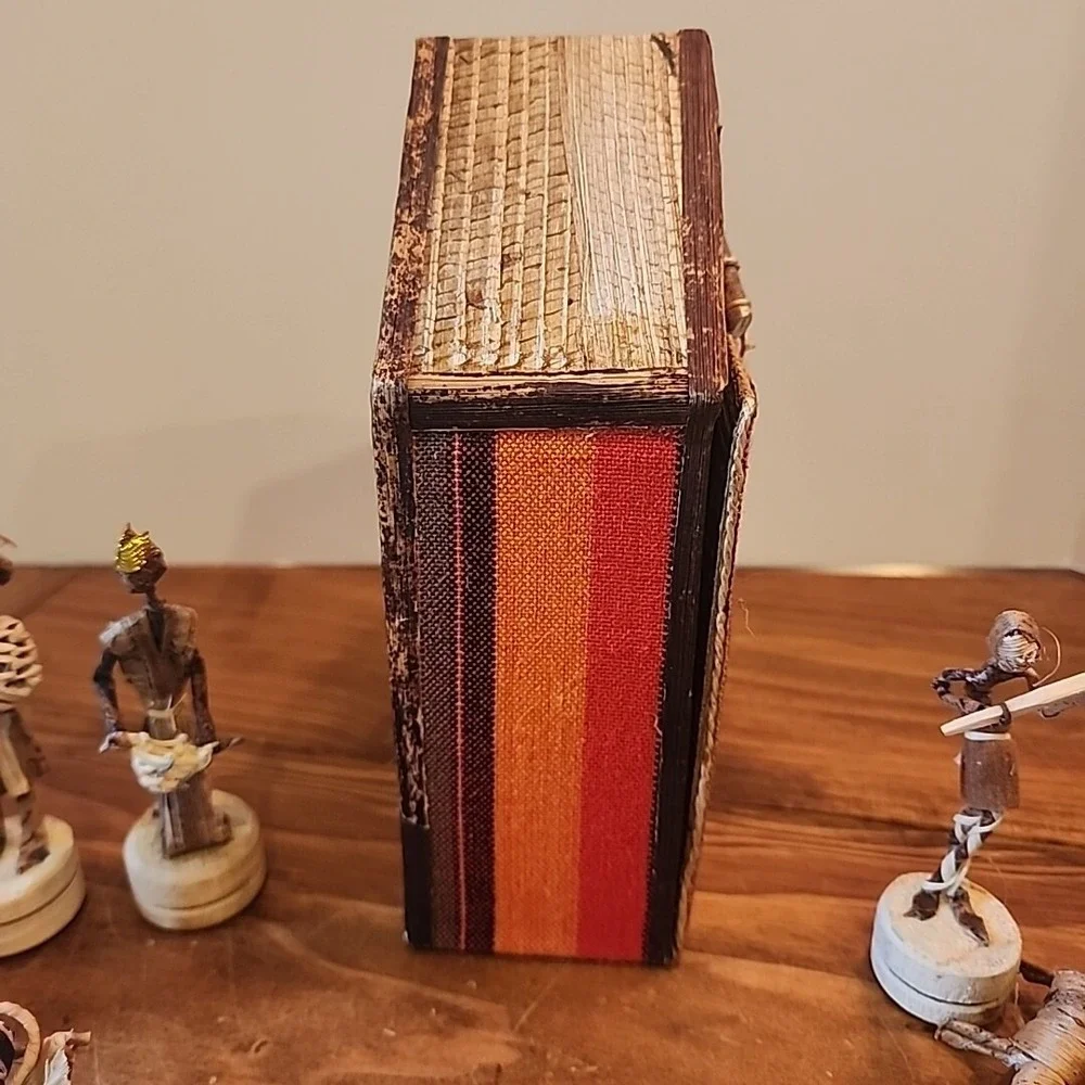 African Christmas Nativity Scene Banana Fiber Wood Unique Holiday Display Tribal